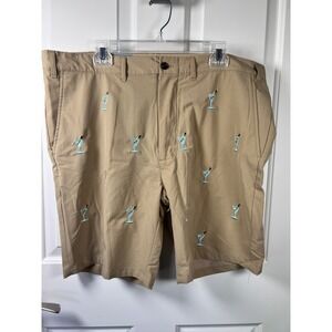 Castaway Nantucket Island Mens 40 Tan Martini Glass Embroidered Harbor Shorts